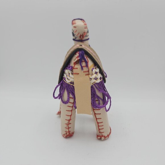 Handmade Fabric Camel Figurine With Colorful Embellished Saddle & Fringe - Picture 12 of 12